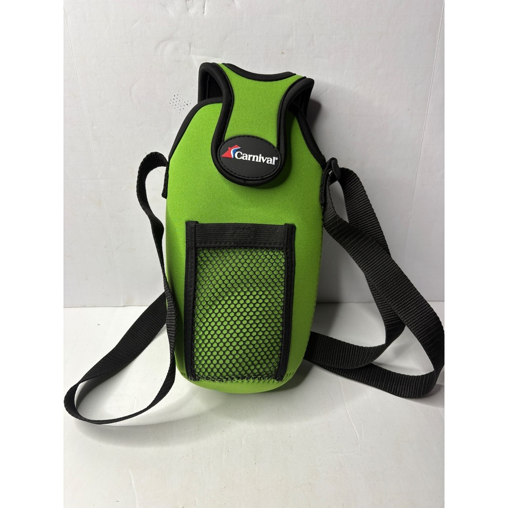 Carnival Cruise Line Neoprene Water Bottle Holder Lime Green Adjustable Strap